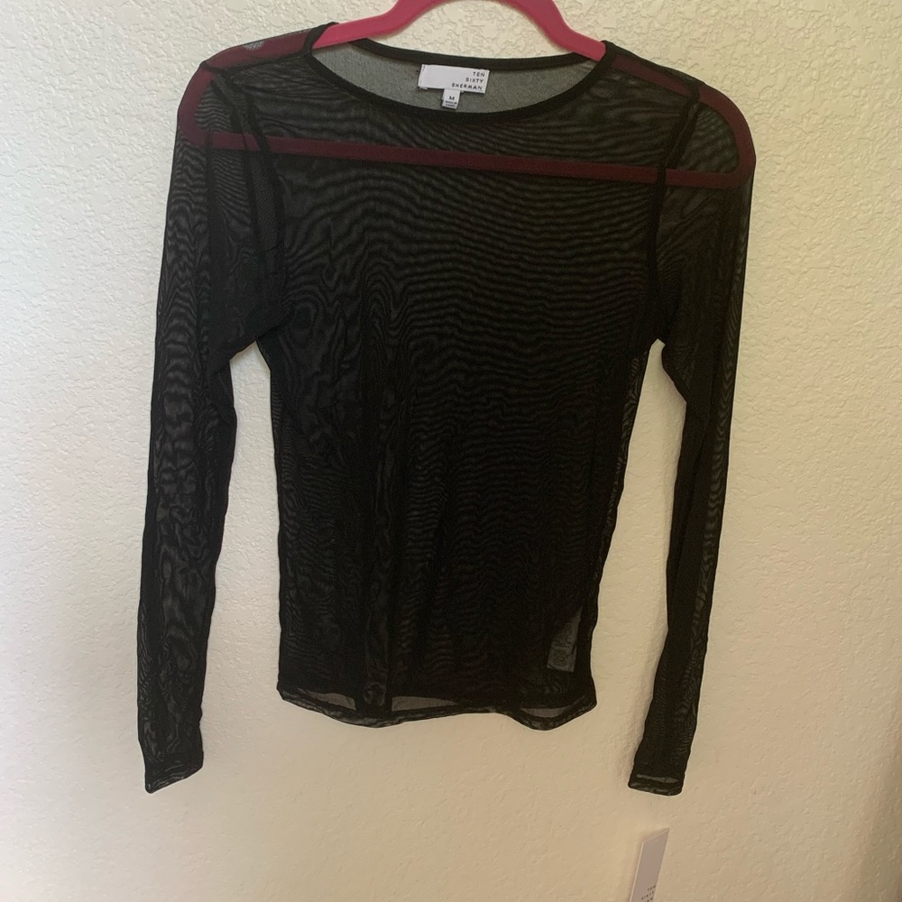 Sheer Black Mesh Top NWT